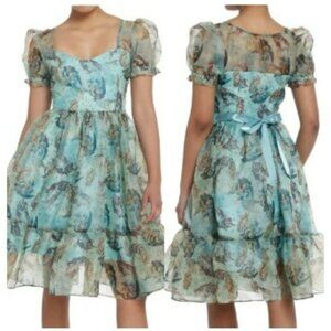 Thorn & Fable The Birth Of Venus Mesh Puff Sleeve Dress Sz MD